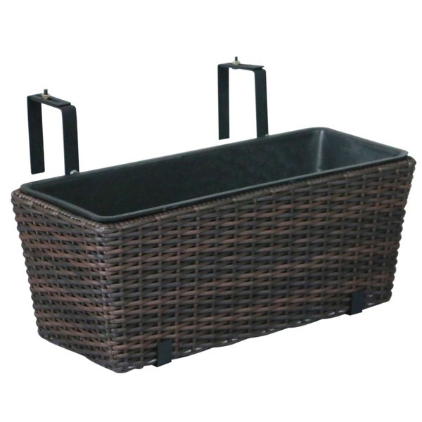 Brown Wicker Balcony Planter